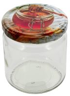Rundglas 400 ml mit 82er Twist Off Deckel Löffel mit Honig
